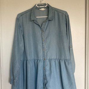 Denim Blue Lyocell Shirt Dress - H&M size L (but very generous fit)